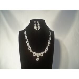 Clear rhinestone necklace set, wedding bridal MOB  prom party evening necklace